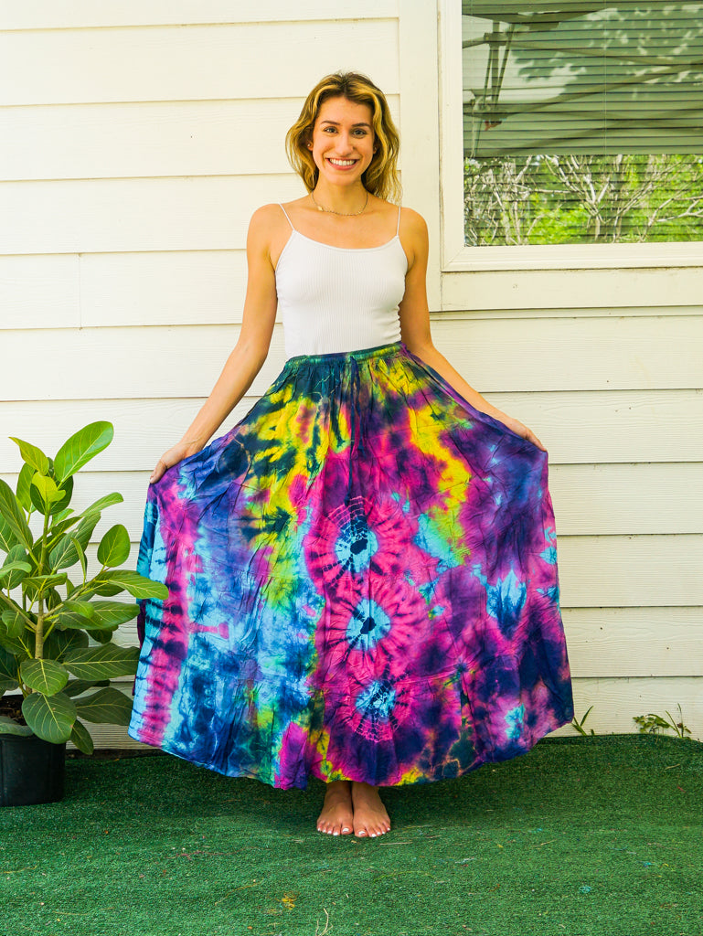 K3925- Hand Dyed Tiered Maxi Hippie Skirt