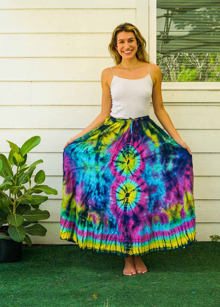 K3926- Hand Dyed Tiered Maxi Hippie Skirt