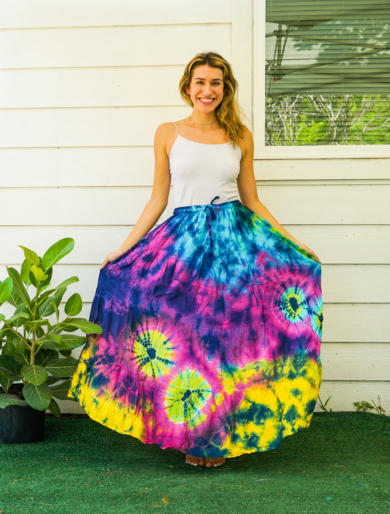 K3928- Hand Dyed Tiered Maxi Hippie Skirt