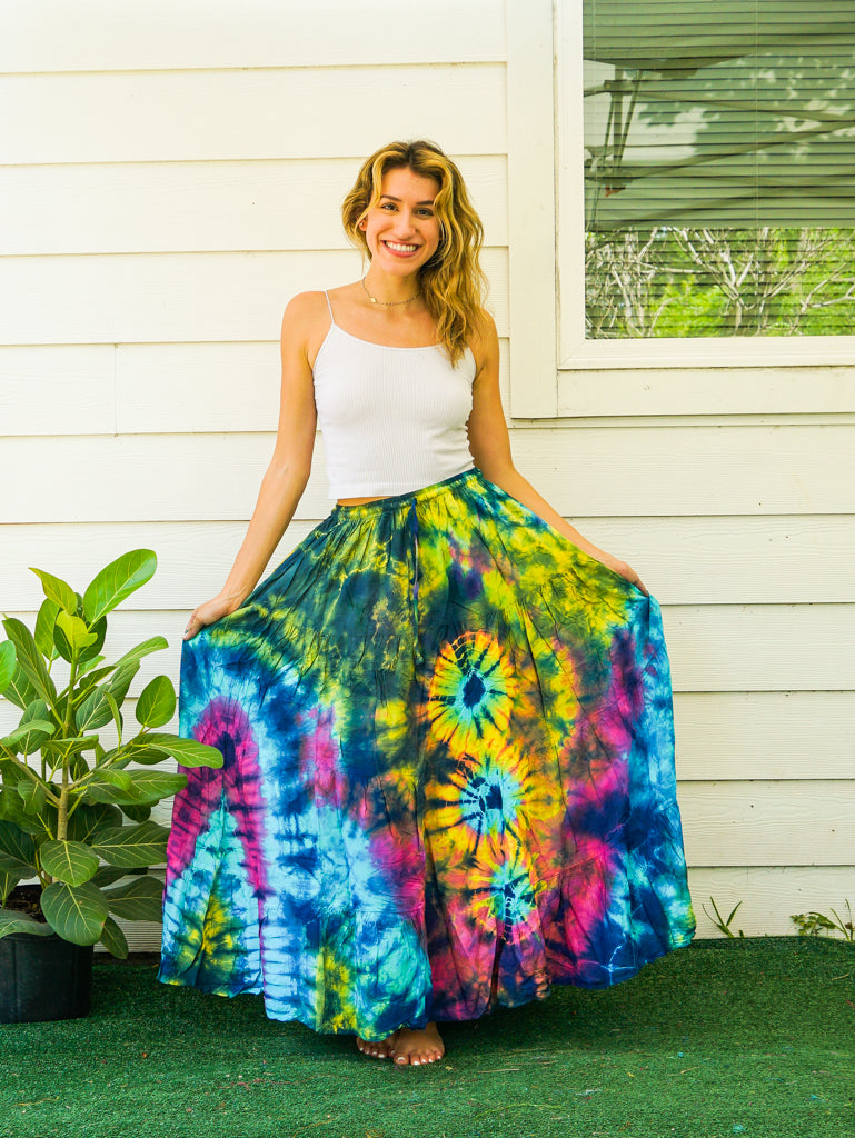 K3930- Hand Dyed Tiered Maxi Hippie Skirt