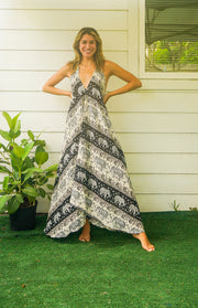 Black Cute Elephant Goddess Maxi Dress