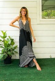 Black Mandala Goddess Maxi Dress