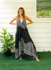 Black Mandala Goddess Maxi Dress