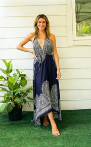 Dark Blue Mandala Goddess Maxi Dress