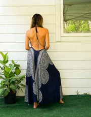 Dark Blue Mandala Goddess Maxi Dress