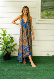 Pacific Blue Psychedelic Mandala Goddess Maxi Dress