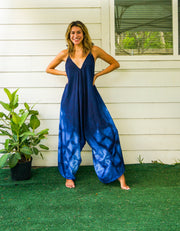 J13- Hand Dyed Wide Leg Boho Hippie Jumpsuits Rompers Pants with Pockets