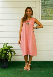 Pink Organic Cotton Wrap Dress with Pockets