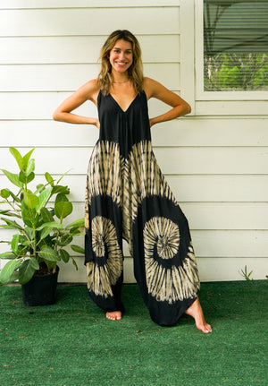 J14- Hand Dyed Wide Leg Boho Hippie Jumpsuits Rompers Pants