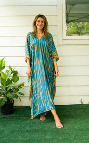 Teal Ember Tie-Dye Kaftan