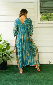 Teal Ember Tie-Dye Kaftan