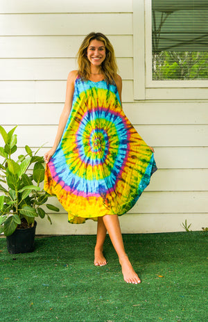D4143- Hand Dyed Rainbow Sundress Hippie Dress
