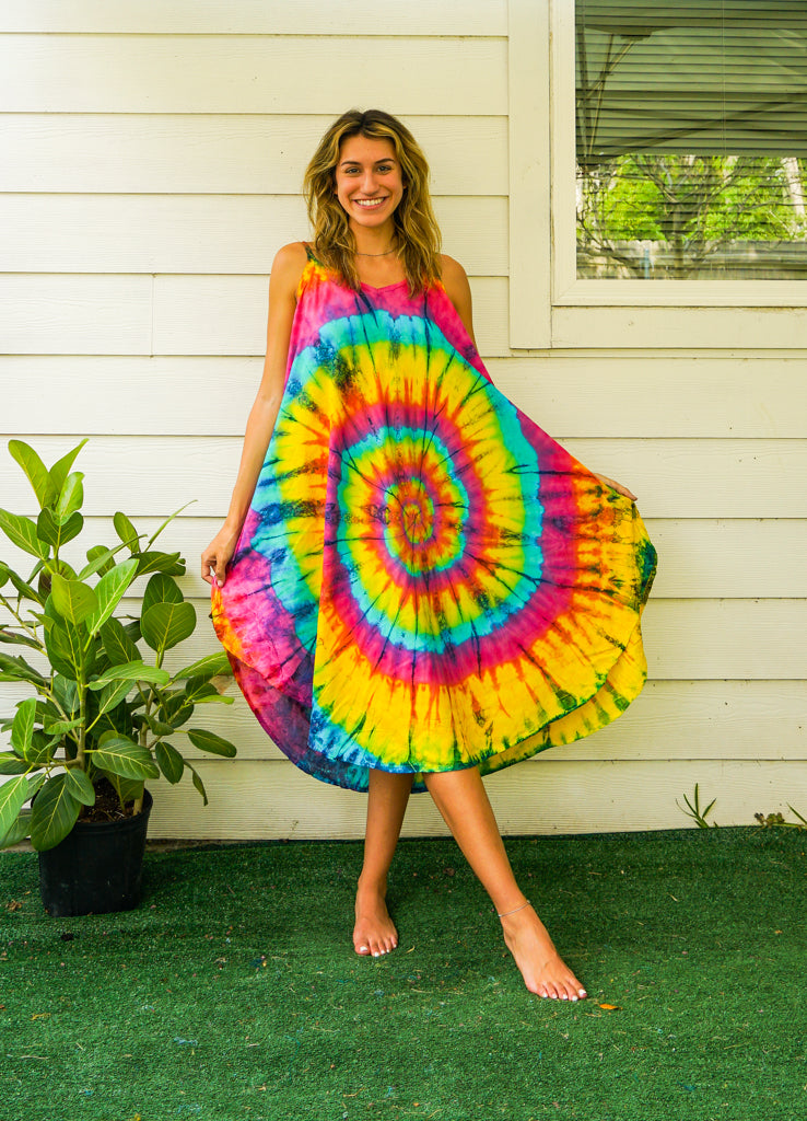 D4145- Hand Dyed Rainbow Sundress Hippie Dress