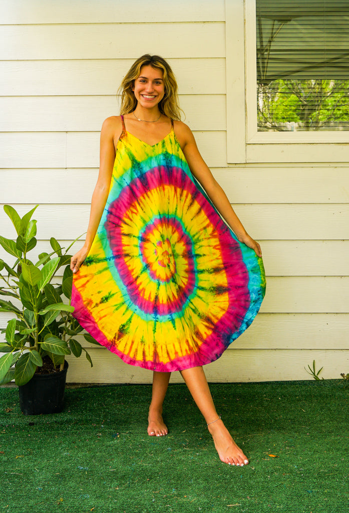 D4146- Hand Dyed Rainbow Sundress Hippie Dress