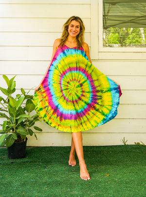 D4147- Hand Dyed Rainbow Sundress Hippie Dress