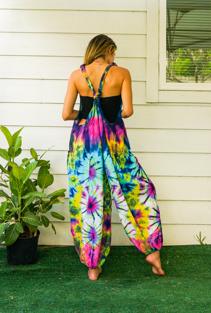 J4248- Hand Dyed Hippie Racerback Jumpsuit Romper