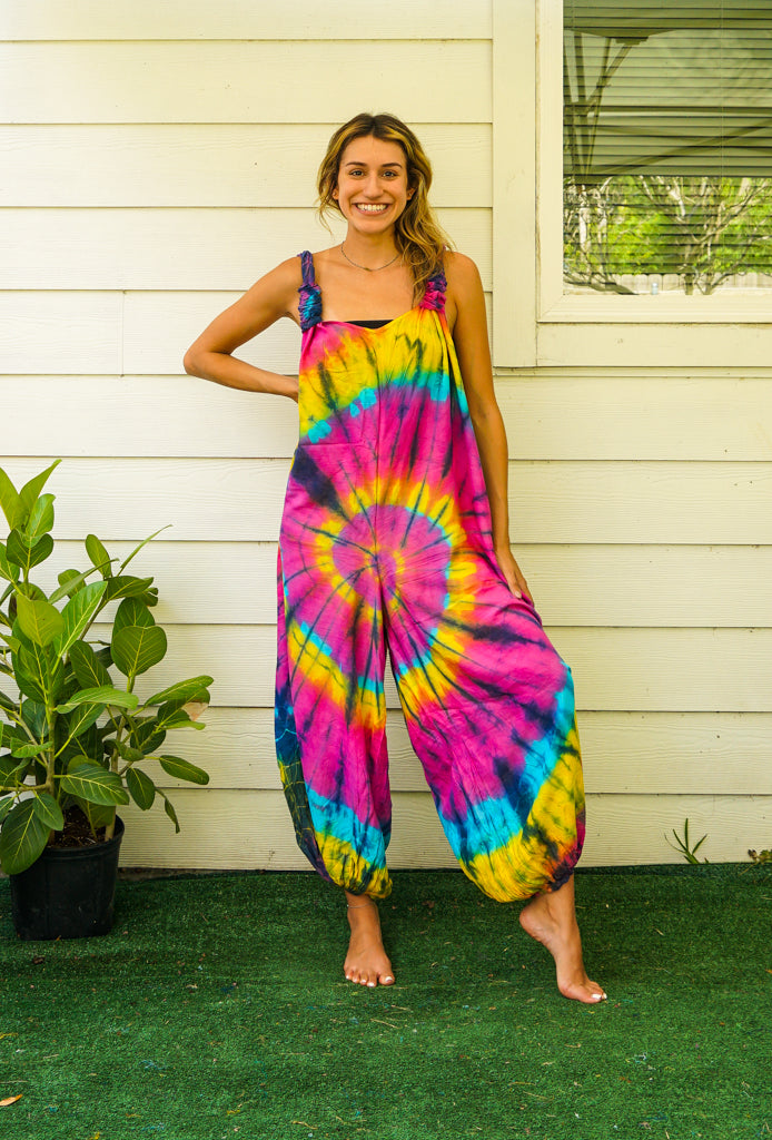 J4286- Hand Dyed Hippie Racerback Jumpsuit Romper