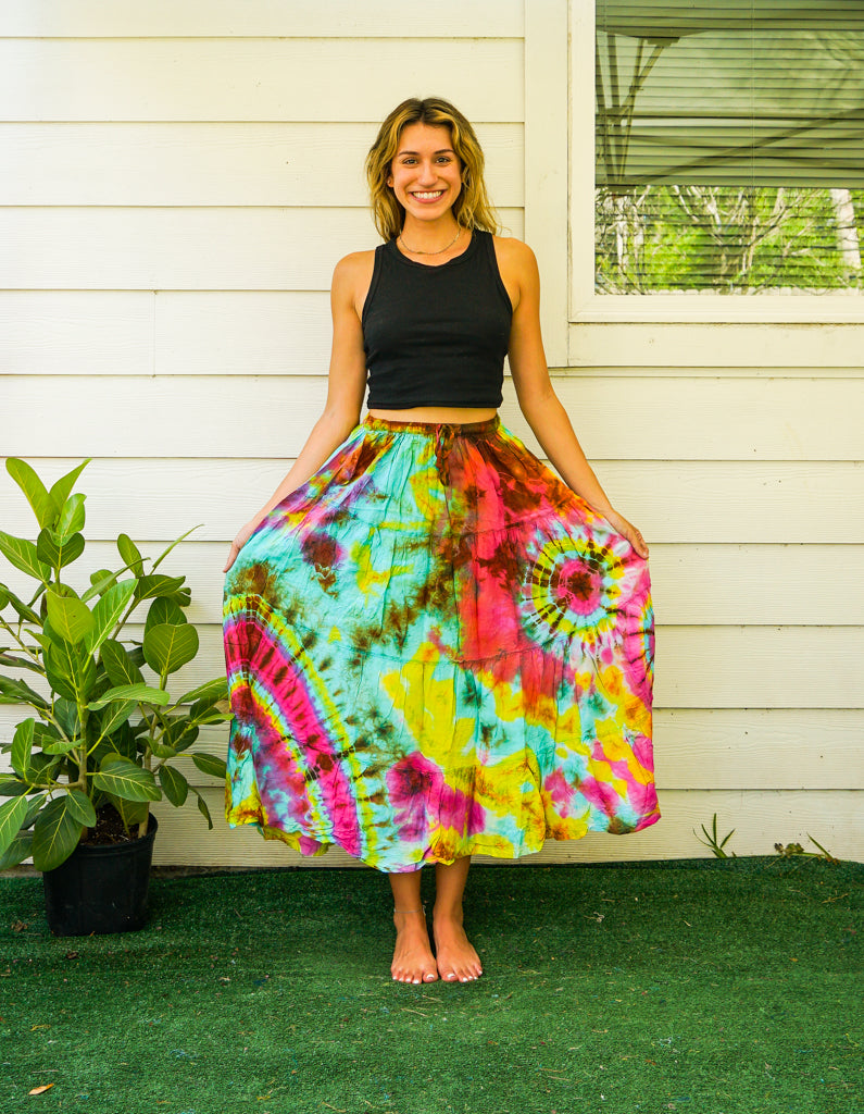 K4293- Hand Dyed Tiered Maxi Hippie Skirt