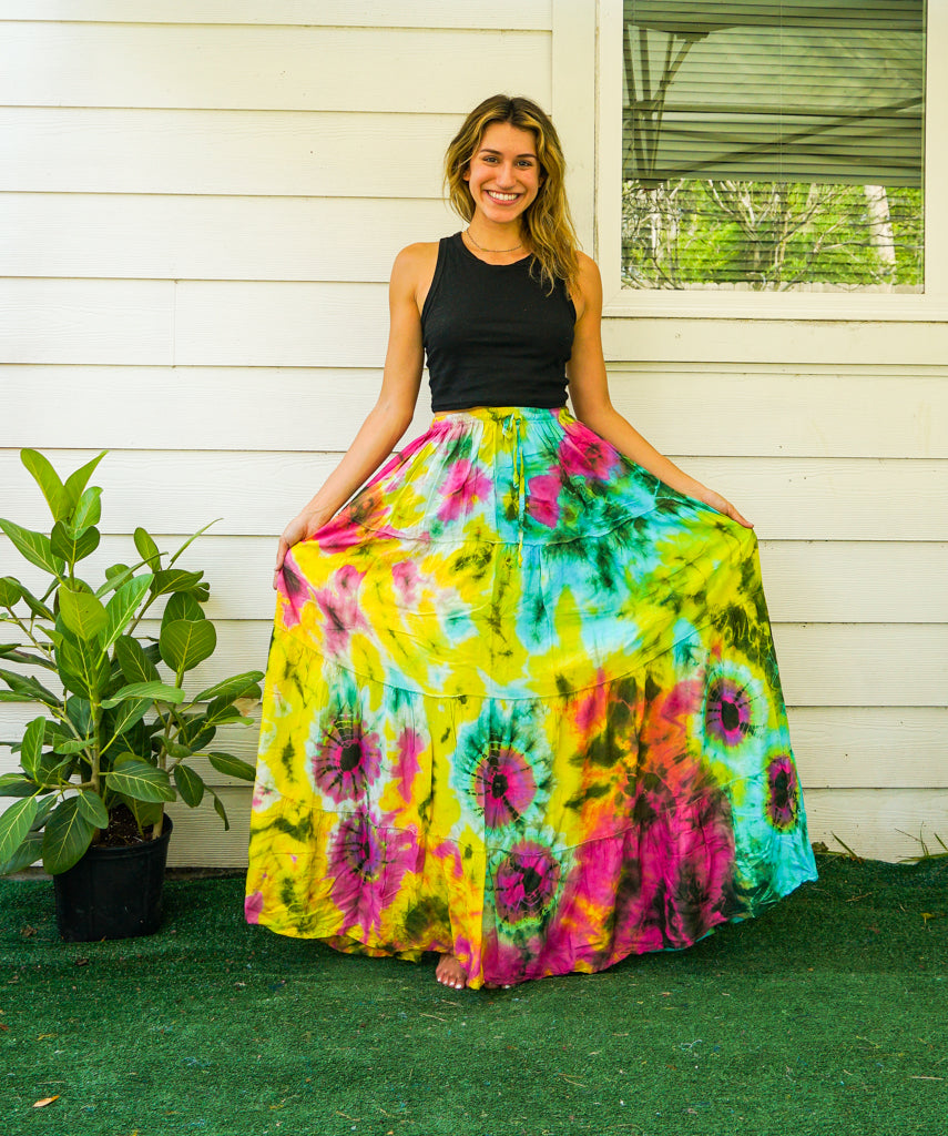 K4297- Hand Dyed Tiered Maxi Hippie Skirt