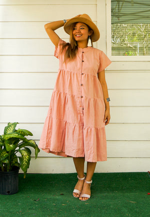 Old Rose Organic Cotton Tiered Maxi Dress