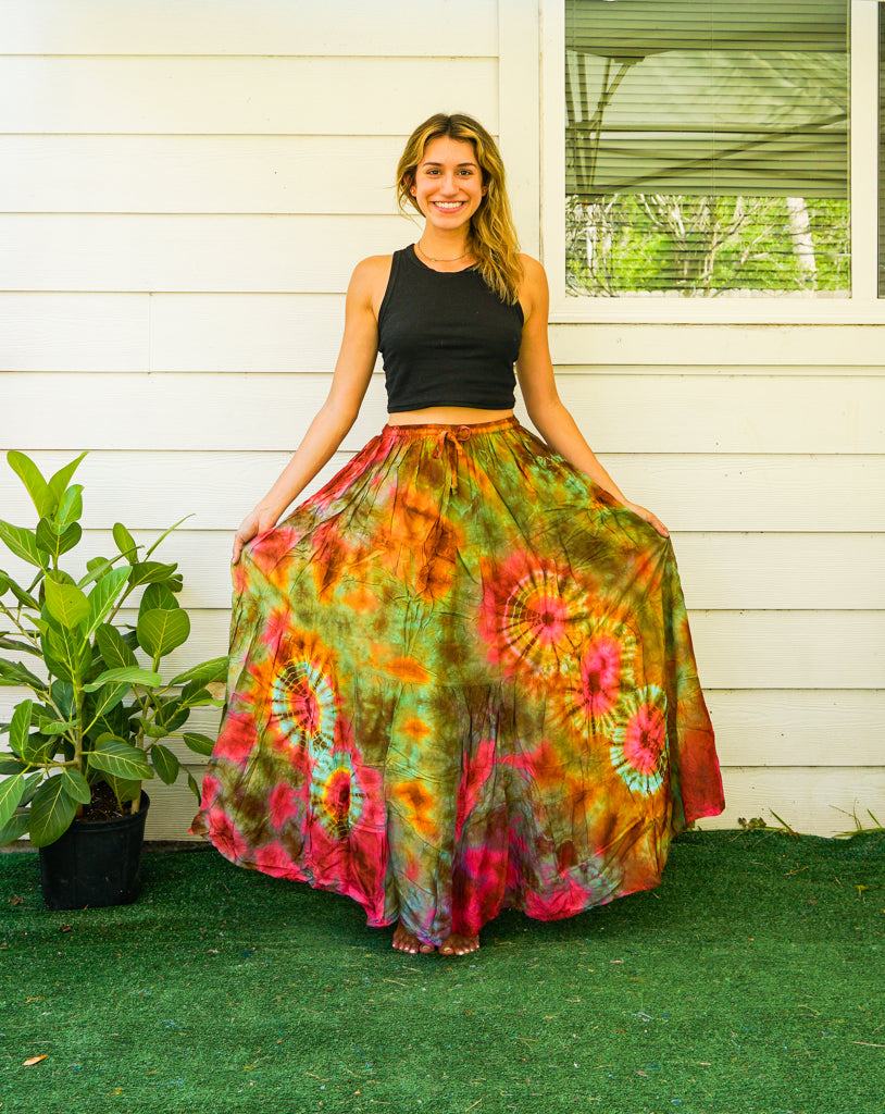 K4302- Hand Dyed Tiered Maxi Hippie Skirt