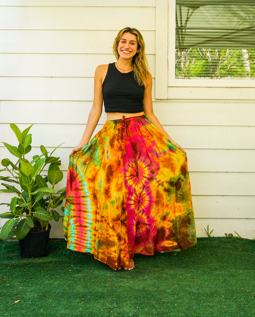 K4305- Hand Dyed Tiered Maxi Hippie Skirt