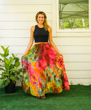 K4306- Hand Dyed Tiered Maxi Hippie Skirt