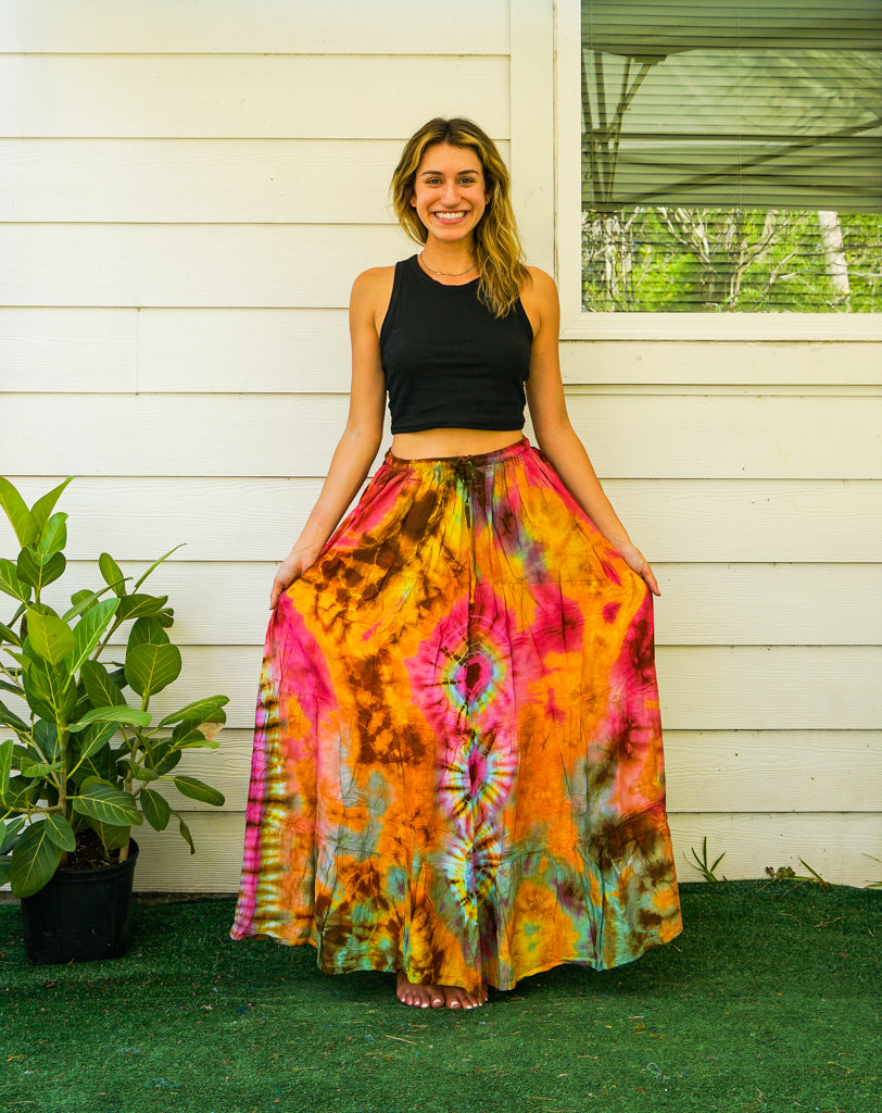 K4307- Hand Dyed Tiered Maxi Hippie Skirt