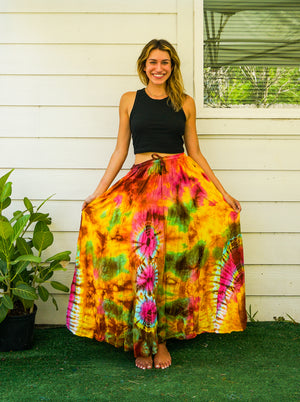 K4308- Hand Dyed Tiered Maxi Hippie Skirt