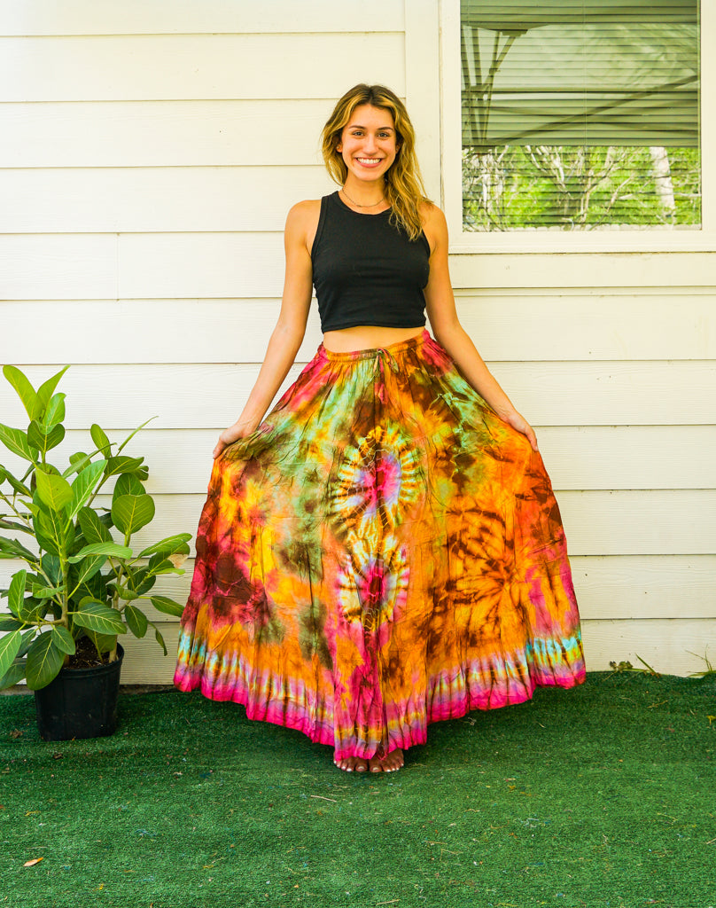 K4309- Hand Dyed Tiered Maxi Hippie Skirt