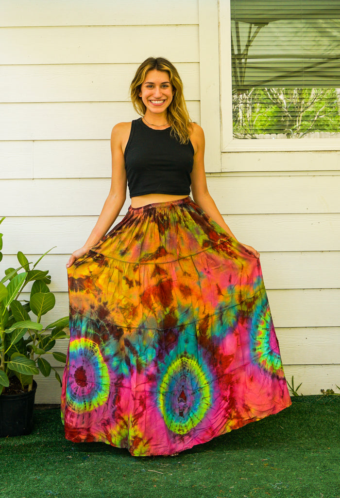 K4310- Hand Dyed Tiered Maxi Hippie Skirt