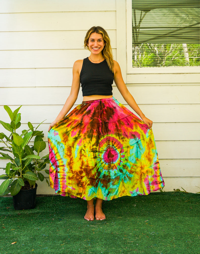 K4312- Hand Dyed Tiered Maxi Hippie Skirt