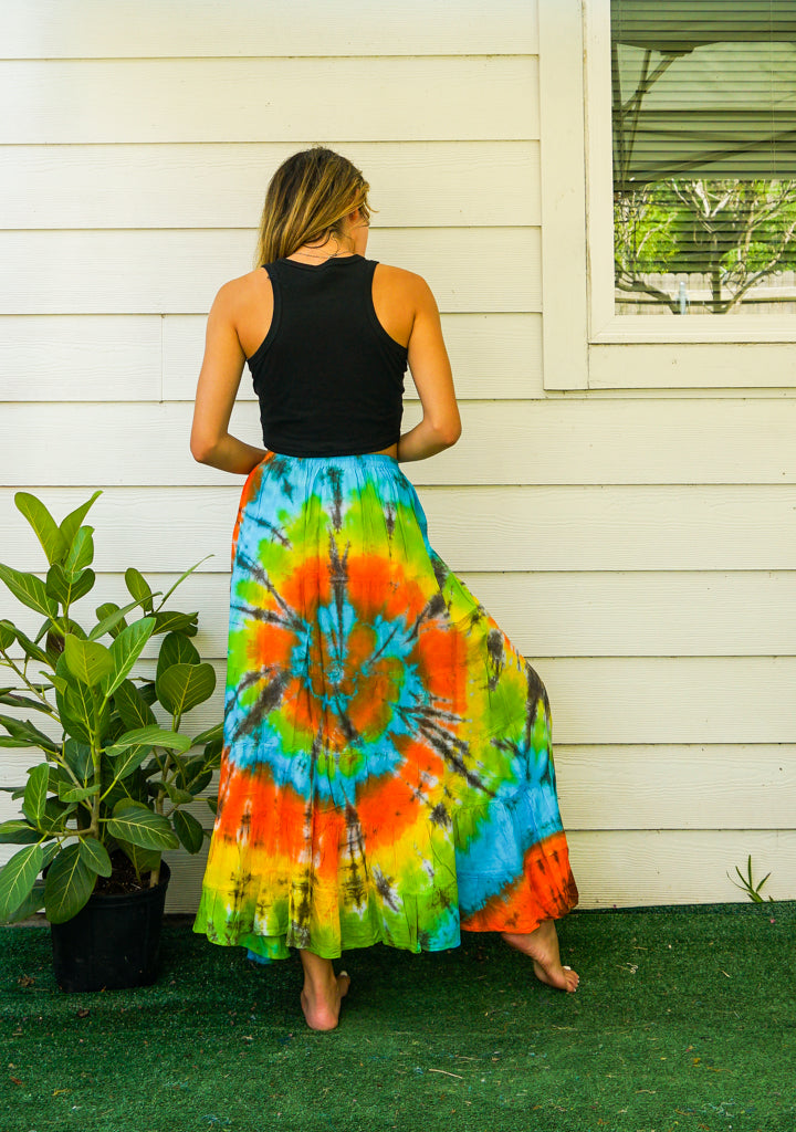 K4326- Hand Dyed Tiered Maxi Hippie Skirt