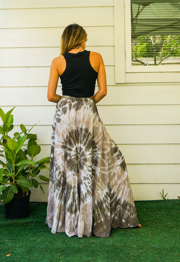 K4329- Hand Dyed Tiered Maxi Hippie Skirt
