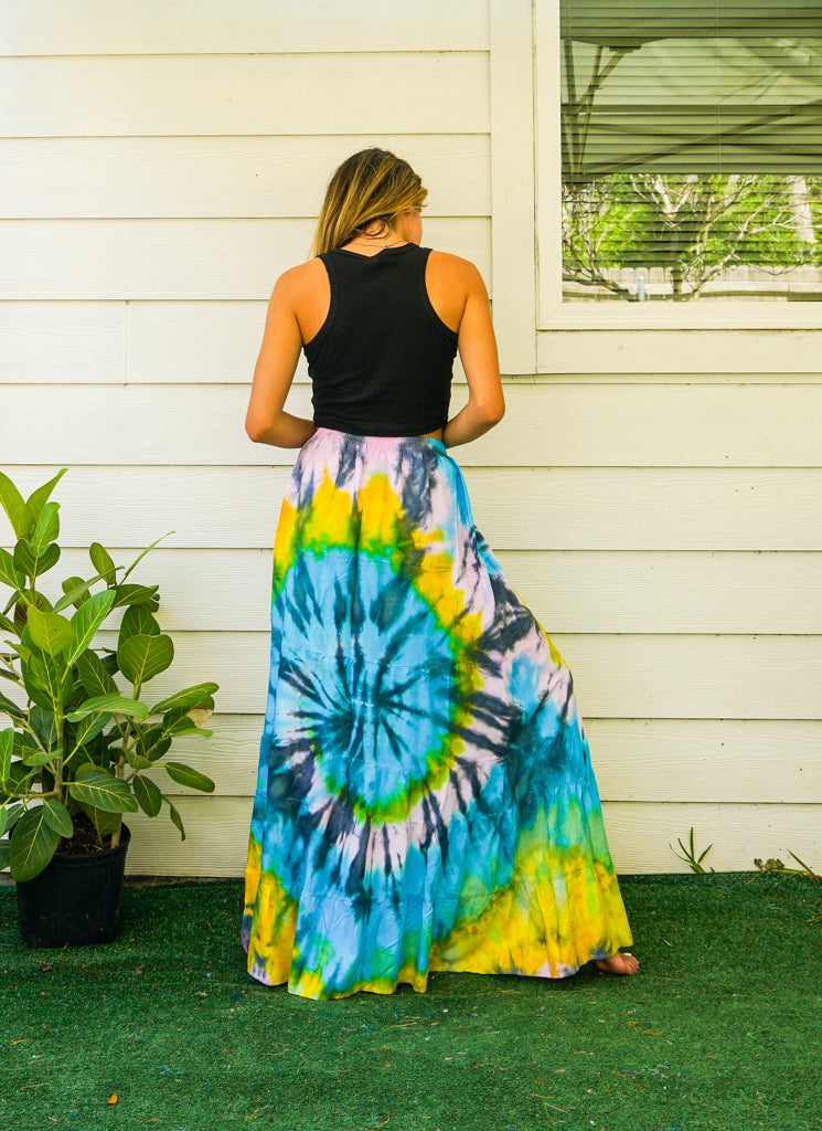 K4337- Hand Dyed Tiered Maxi Hippie Skirt