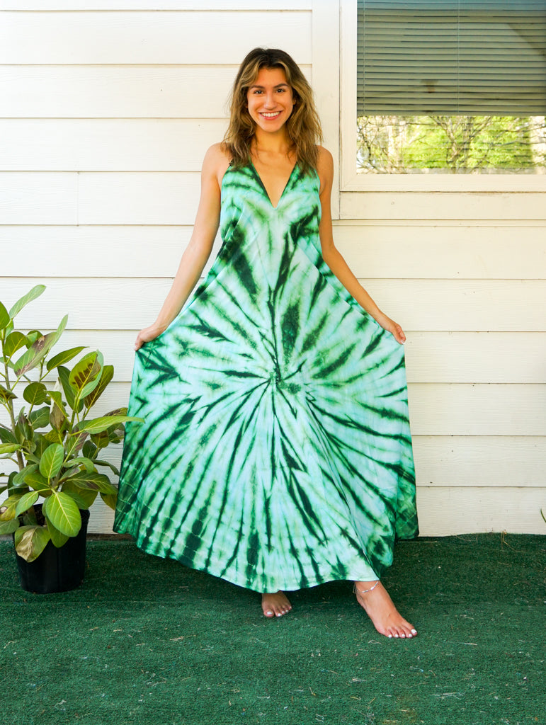 D7- Shibori Hand Dyed Goddess Boho Maxi Dress