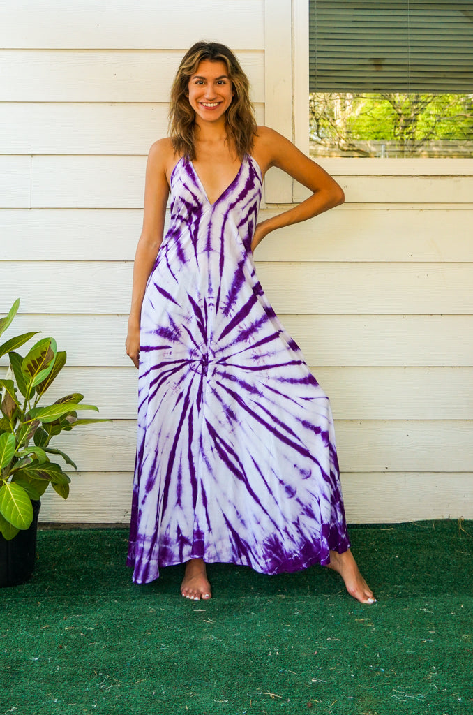 D11- Shibori Hand Dyed Goddess Boho Maxi Dress