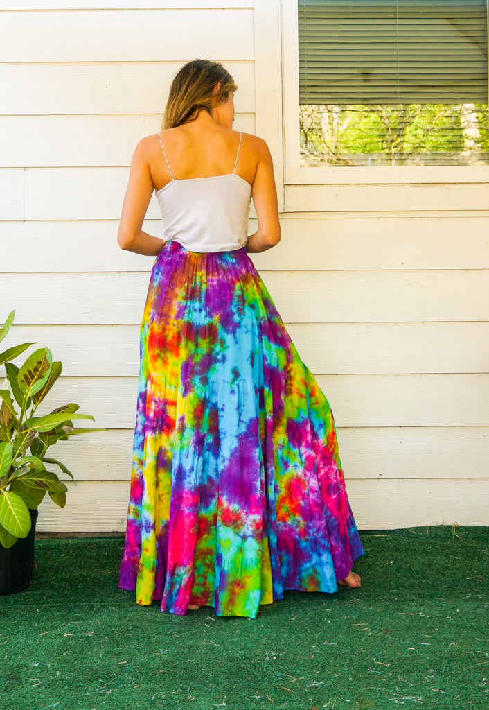 K4557- Hand Dyed Tiered Maxi Hippie Skirt