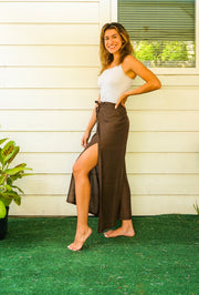 Solid Brown Palazzo Wrap Pants