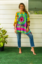 Hand Dyed Tunic Boho Kaftan Blouse Hippie Oversize Tops