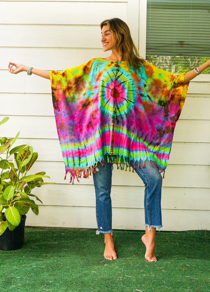 Hand Dyed Tunic Boho Kaftan Blouse Hippie Oversize Tops