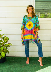 Hand Dyed Tunic Boho Kaftan Blouse Hippie Oversize Tops