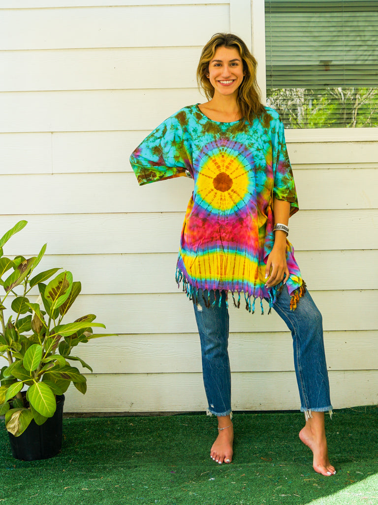 Hand Dyed Tunic Boho Kaftan Blouse Hippie Oversize Tops