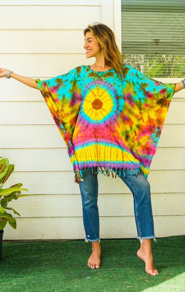 Hand Dyed Tunic Boho Kaftan Blouse Hippie Oversize Tops