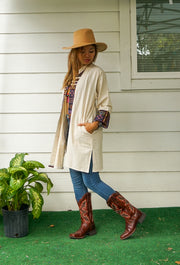 Natural Cotton Boho Jacket Cardigan with Pockets