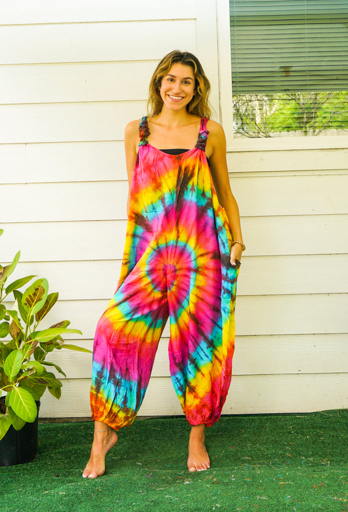 J34- Hand Dyed Hippie Racerback Jumpsuit Romper