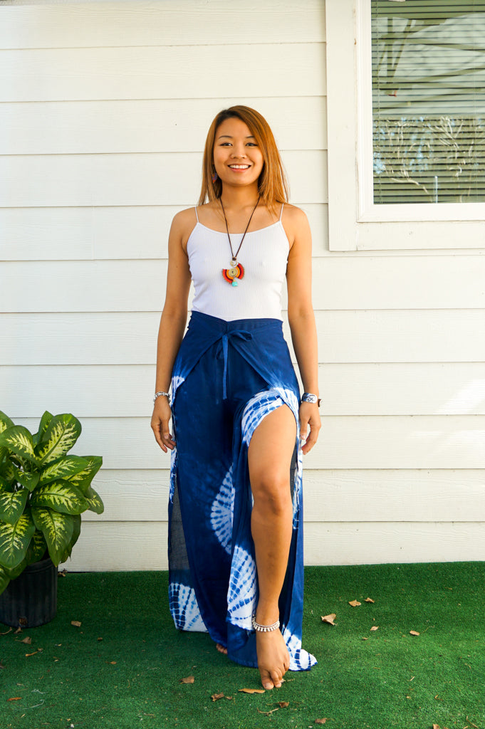 Shibori Sky Palazzo Wrap Pants