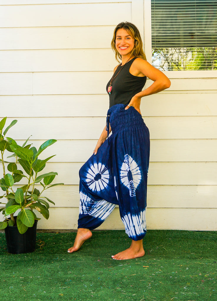 H0352- Hand Dyed Low Cut Hippie Festival Harem Pants - Lamsri Bohemian