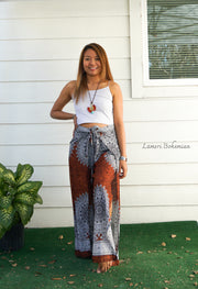 Terracotta Mandala Palazzo Wrap Pants