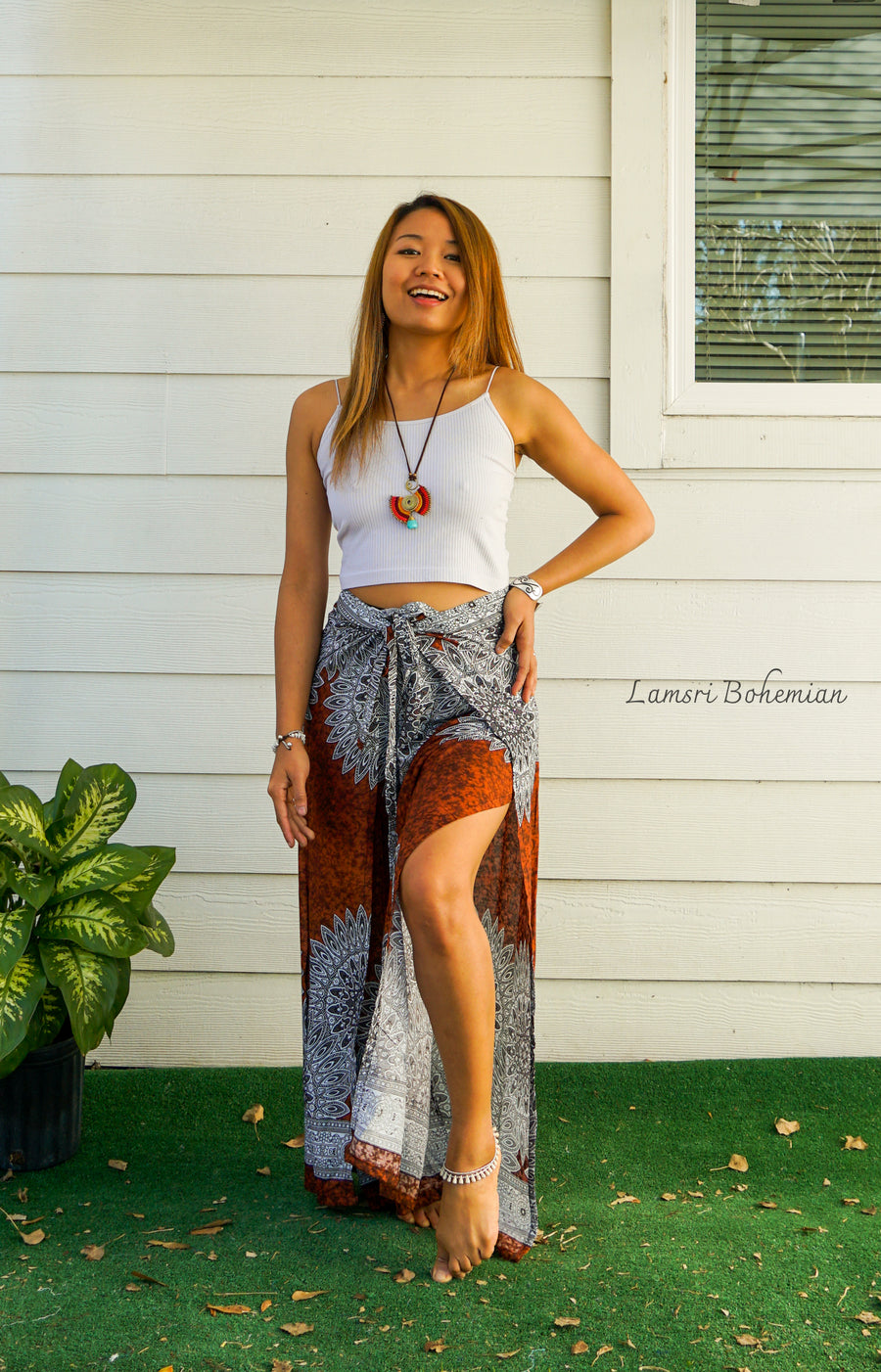 Terracotta Mandala Palazzo Wrap Pants